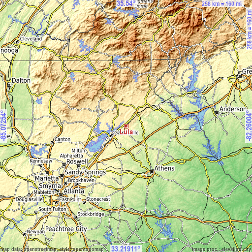 Topographic map of Lula