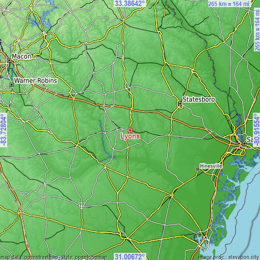 Topographic map of Lyons