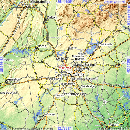 Topographic map of Marietta