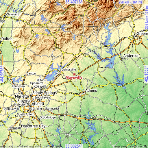 Topographic map of Maysville