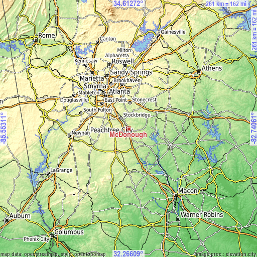 Topographic map of McDonough