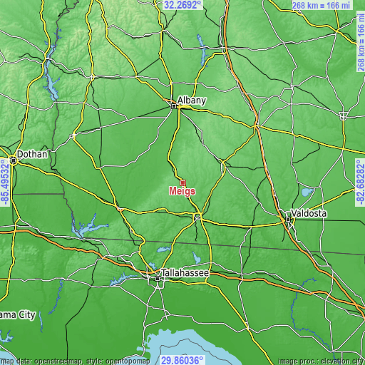 Topographic map of Meigs