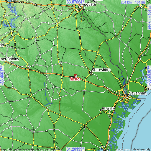 Topographic map of Metter