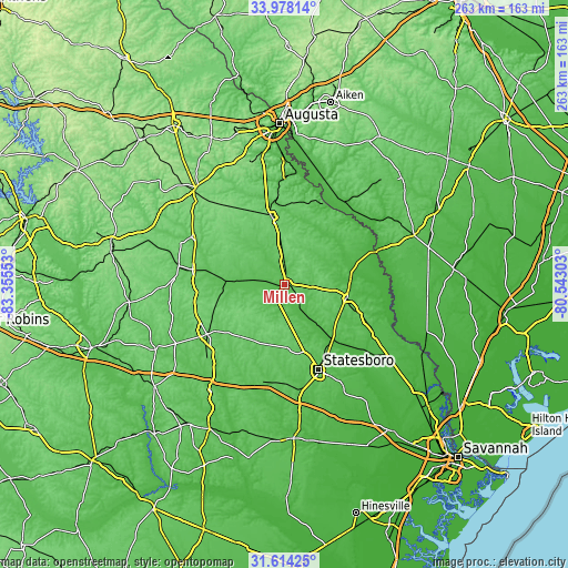 Topographic map of Millen