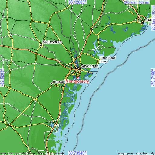 Topographic map of Montgomery