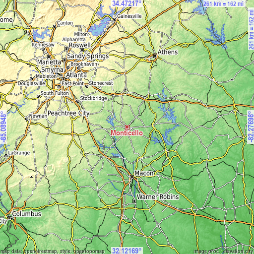 Topographic map of Monticello