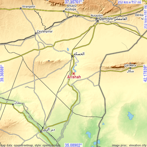 Topographic map of ‘Arīshah