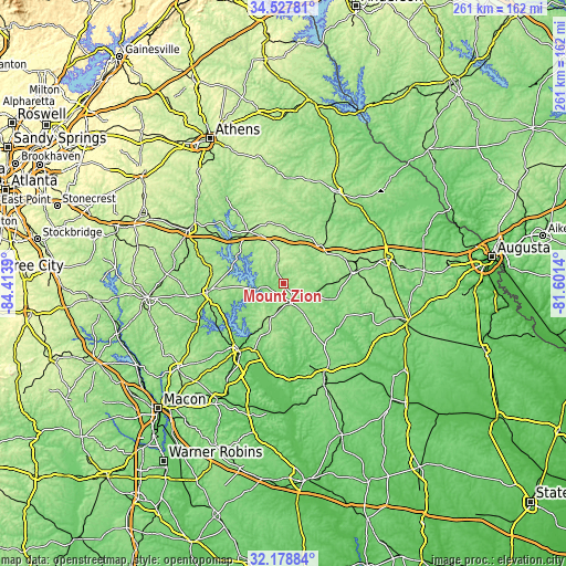 Topographic map of Mount Zion