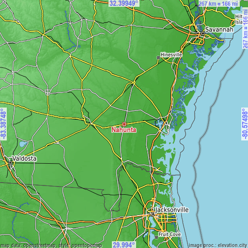 Topographic map of Nahunta