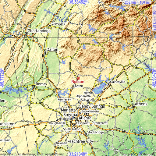 Topographic map of Nelson