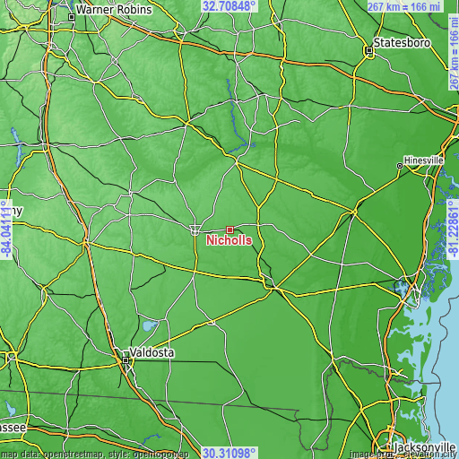 Topographic map of Nicholls