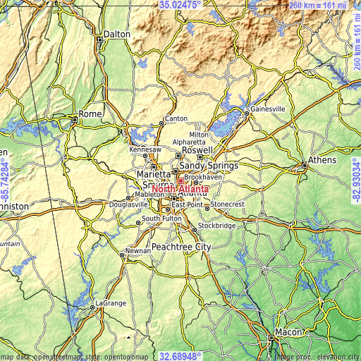 Topographic map of North Atlanta