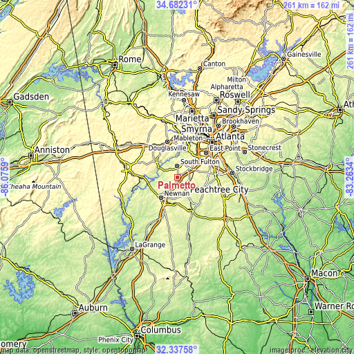 Topographic map of Palmetto