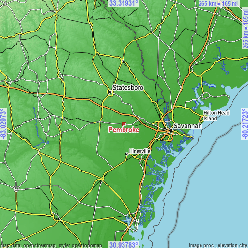 Topographic map of Pembroke