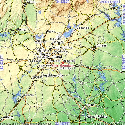 Topographic map of Pine Mountain