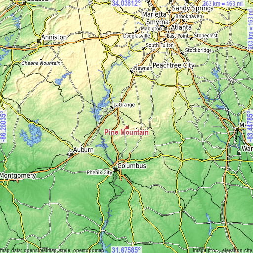 Topographic map of Pine Mountain