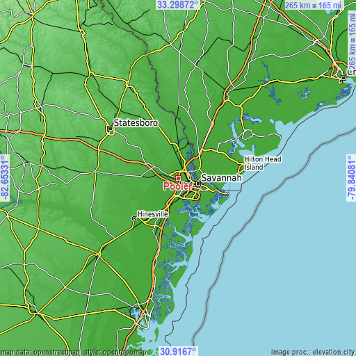 Topographic map of Pooler