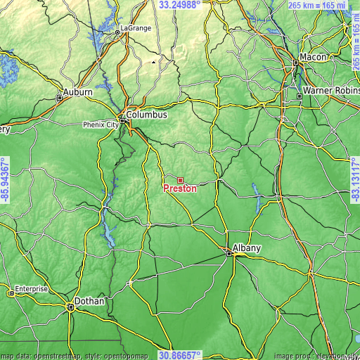 Topographic map of Preston