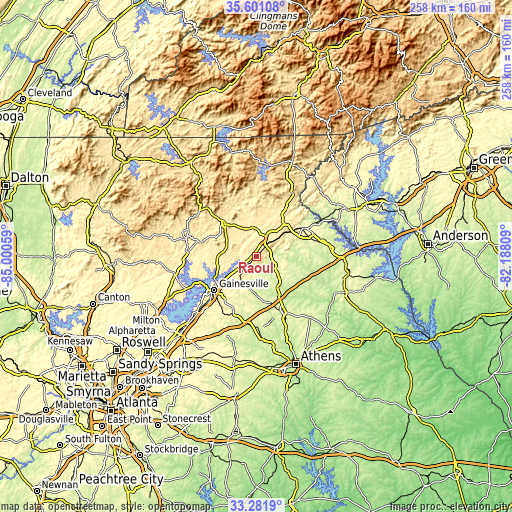 Topographic map of Raoul