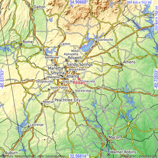 Topographic map of Redan