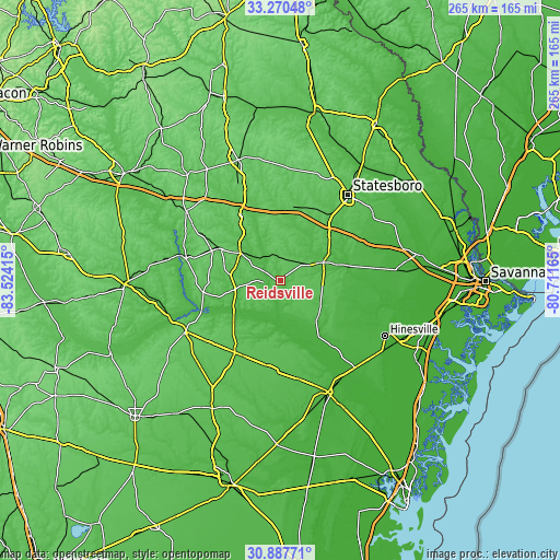 Topographic map of Reidsville