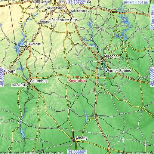 Topographic map of Reynolds