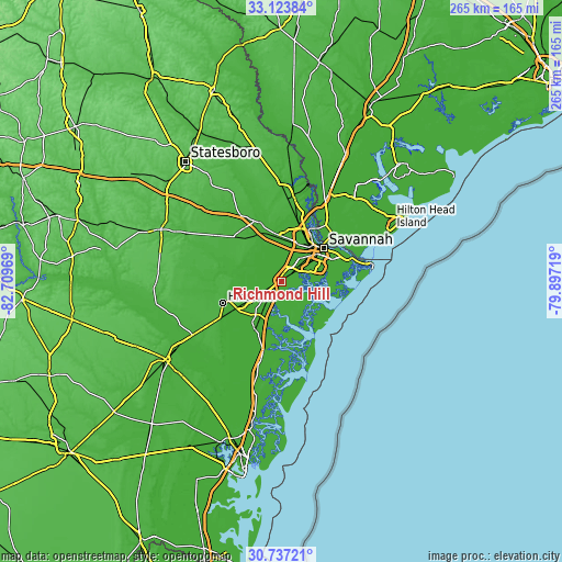 Topographic map of Richmond Hill