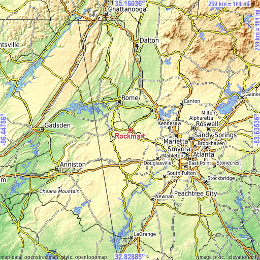 Topographic map of Rockmart