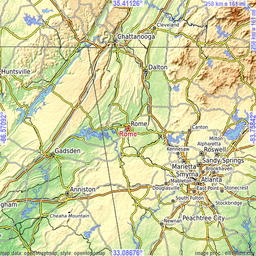 Topographic map of Rome