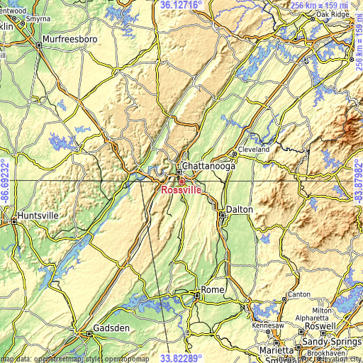 Topographic map of Rossville