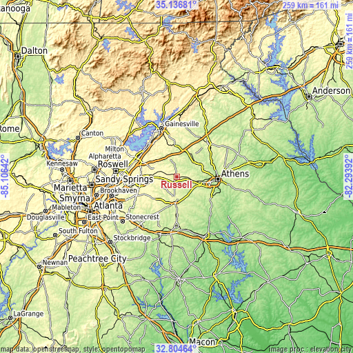 Topographic map of Russell