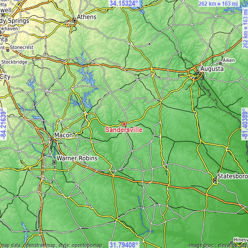 Topographic map of Sandersville