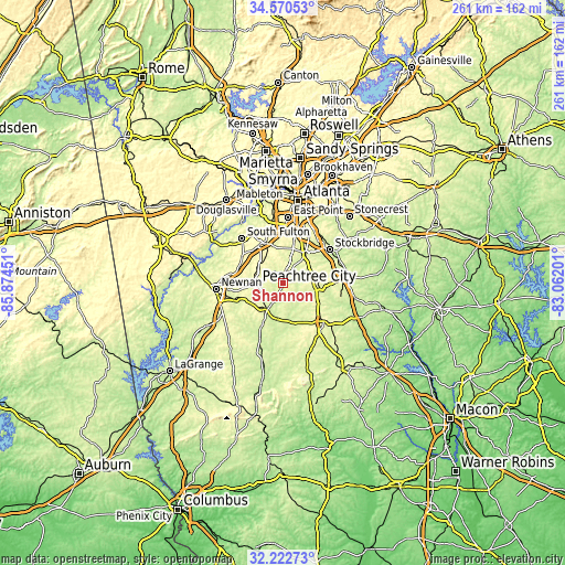 Topographic map of Shannon