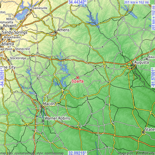 Topographic map of Sparta