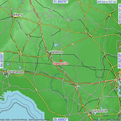 Topographic map of Statenville