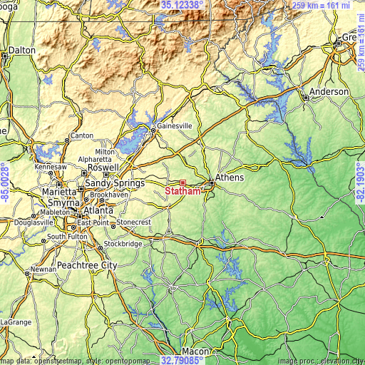 Topographic map of Statham