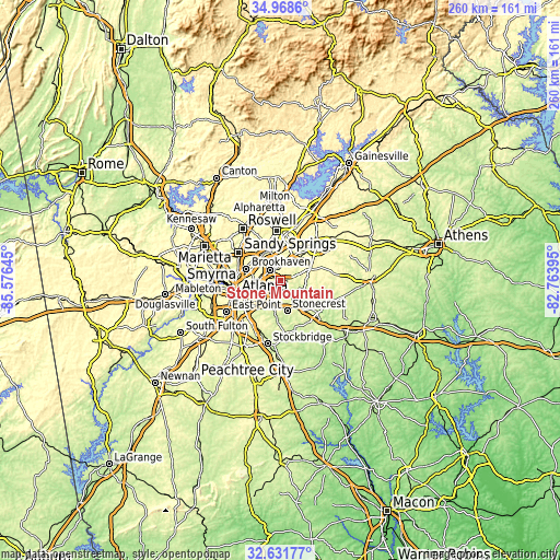 Topographic map of Stone Mountain