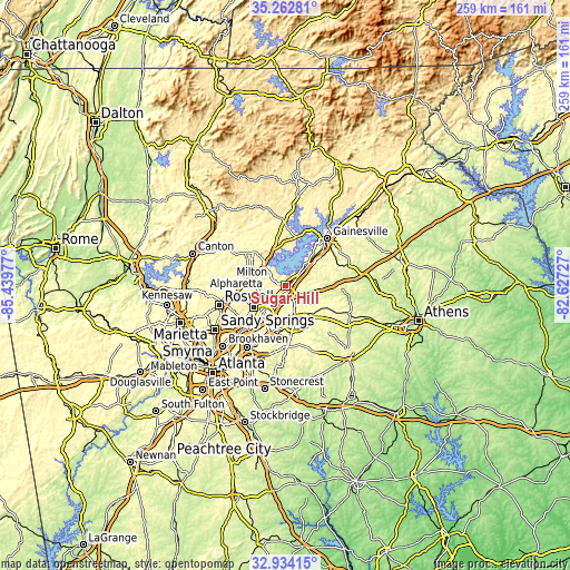 Topographic map of Sugar Hill