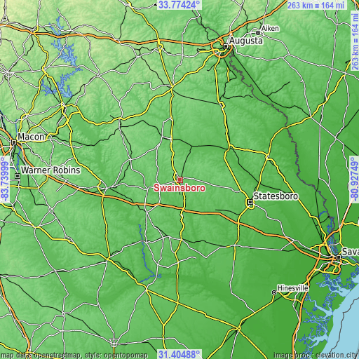 Topographic map of Swainsboro