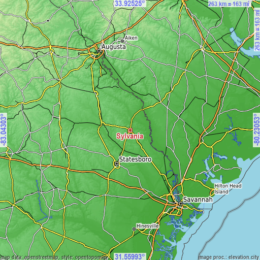 Topographic map of Sylvania