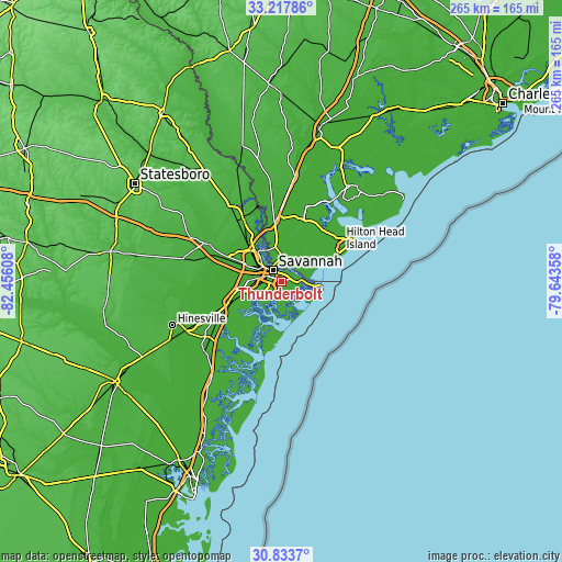 Topographic map of Thunderbolt