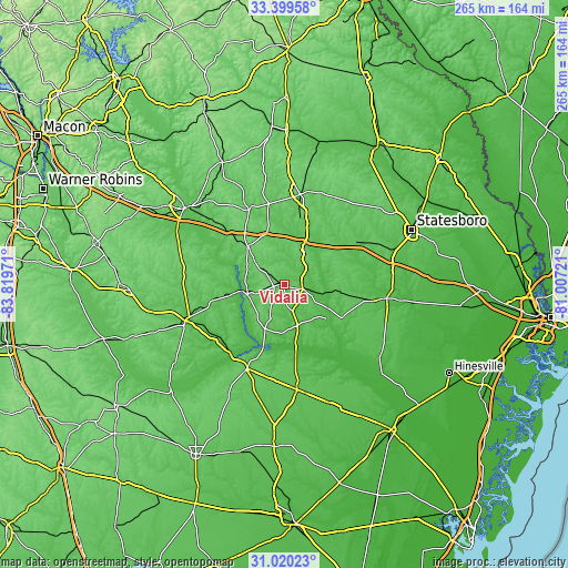 Topographic map of Vidalia