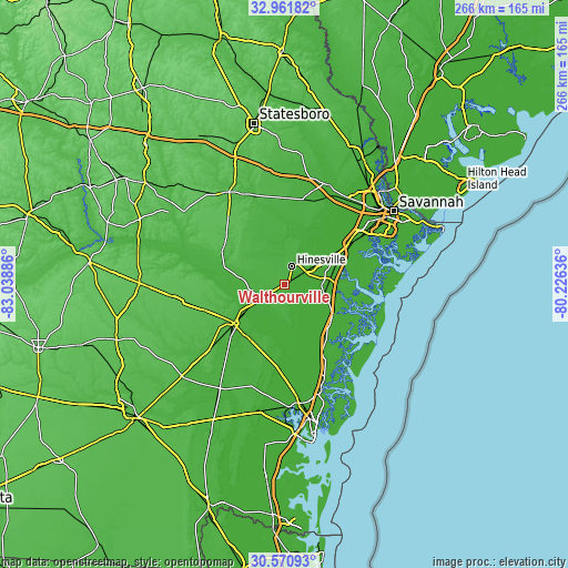 Topographic map of Walthourville