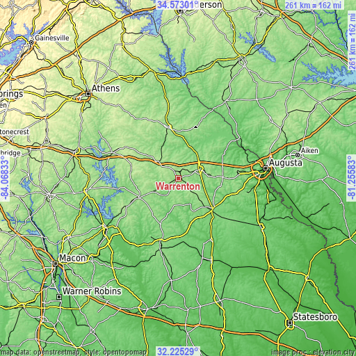 Topographic map of Warrenton