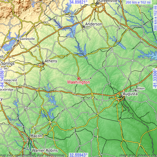 Topographic map of Washington