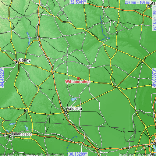 Topographic map of Willacoochee