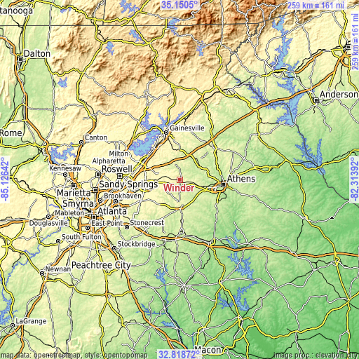 Topographic map of Winder