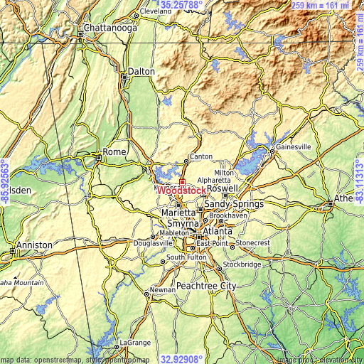 Topographic map of Woodstock