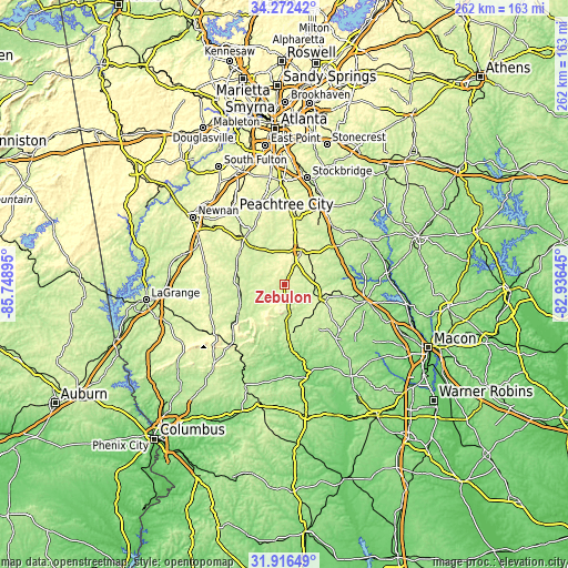 Topographic map of Zebulon