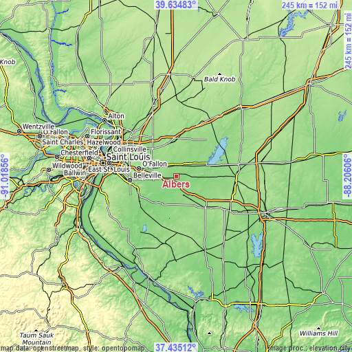 Topographic map of Albers